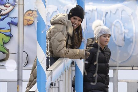 Rebekah Vardy places on a courageous face as she enjoys a day trip along with her children in Blackpool – following rival Coleen Rooney’s I’m A Celeb success and ITV’s ‘vow to make the WAG an enormous TV star’