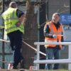Disgraced ex-Labour MP Mike Amesbury is spotted for the first time carrying out his community service by painting metal railings after punching a constituent to the ground